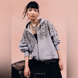 Free People Glitter Oversized Hoodie XS